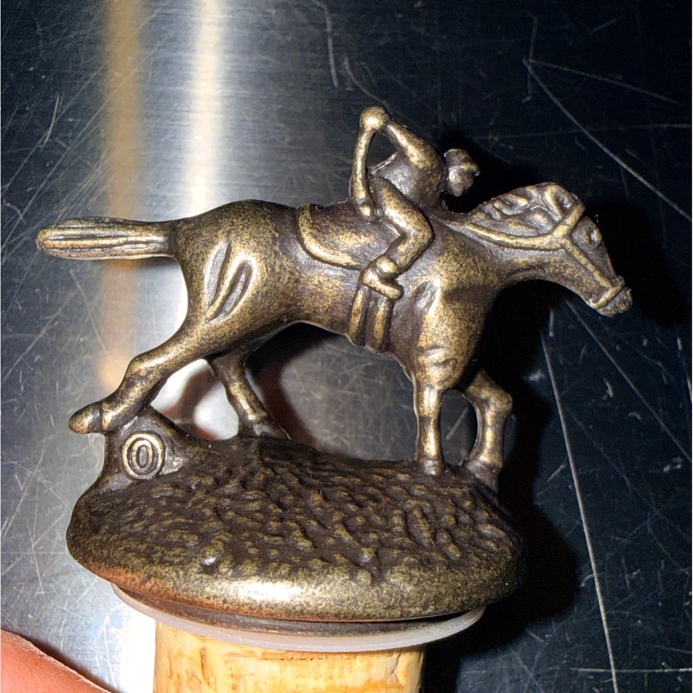 Blanton's Bourbon Bottle Stopper Horse Jockey Letter O Bronze Metal New